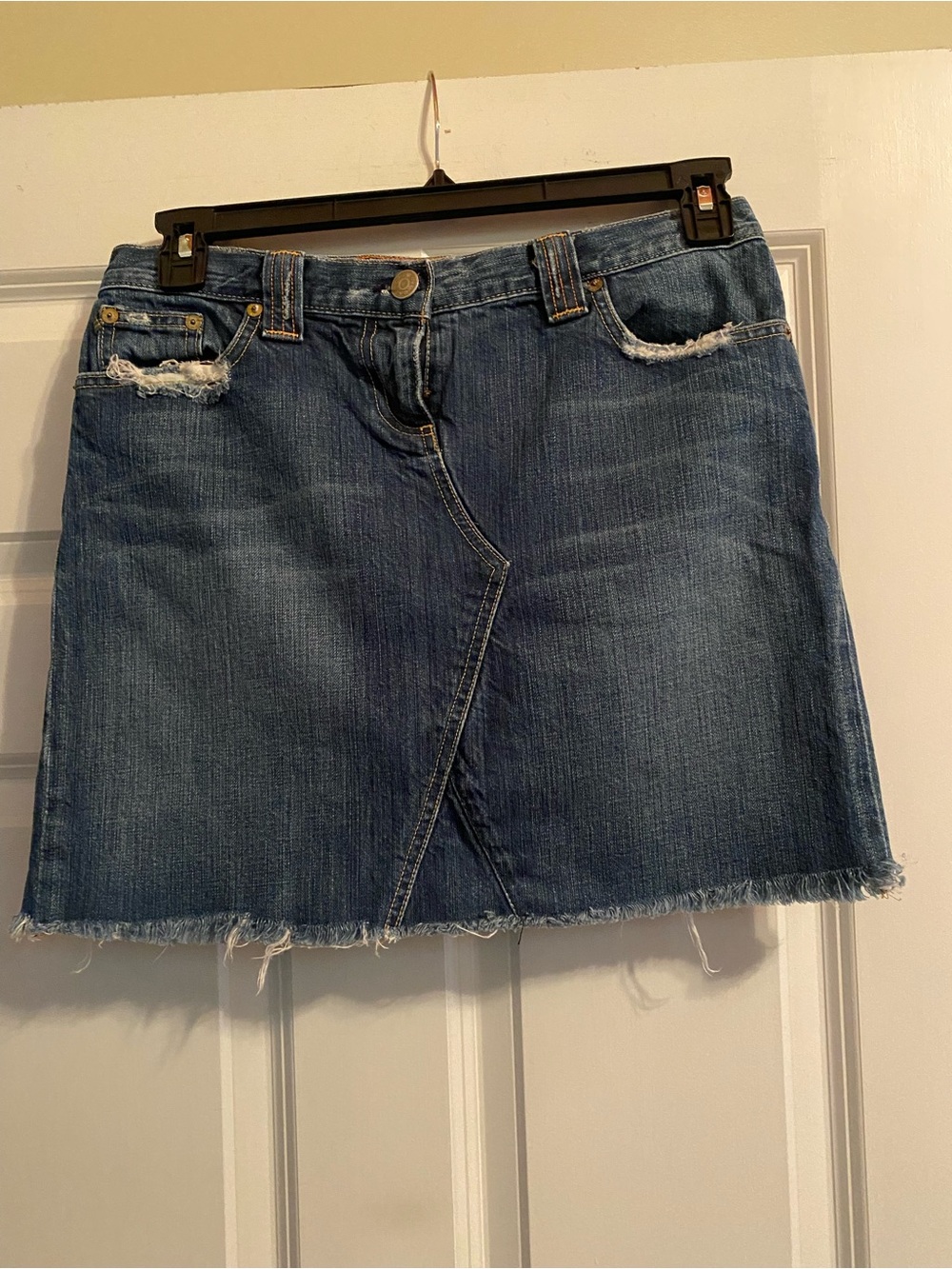 J. Crew Distressed Blue Denim Mini Skirt